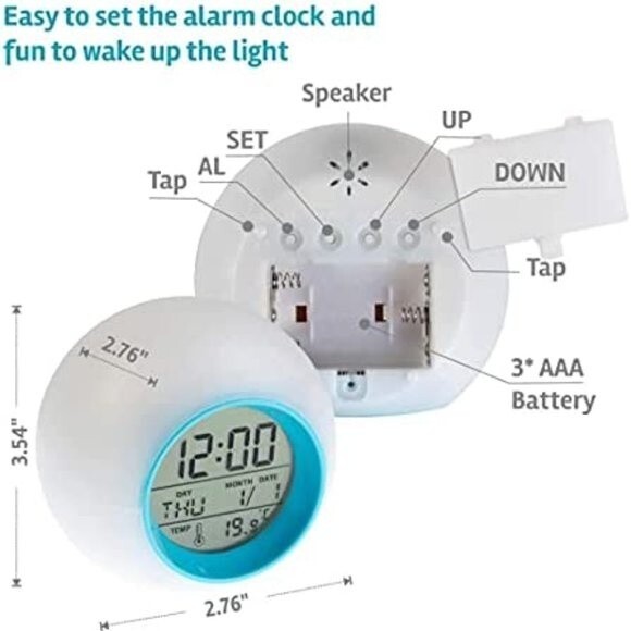 Color Changing Alarm Clock And Temperature Detect for Children's Bedroom - Picture 3 of 3